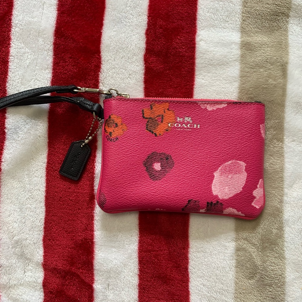 Pink floral coach wristlet
